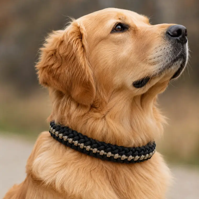 Chien portant un collier en corde marine Tan Vintage