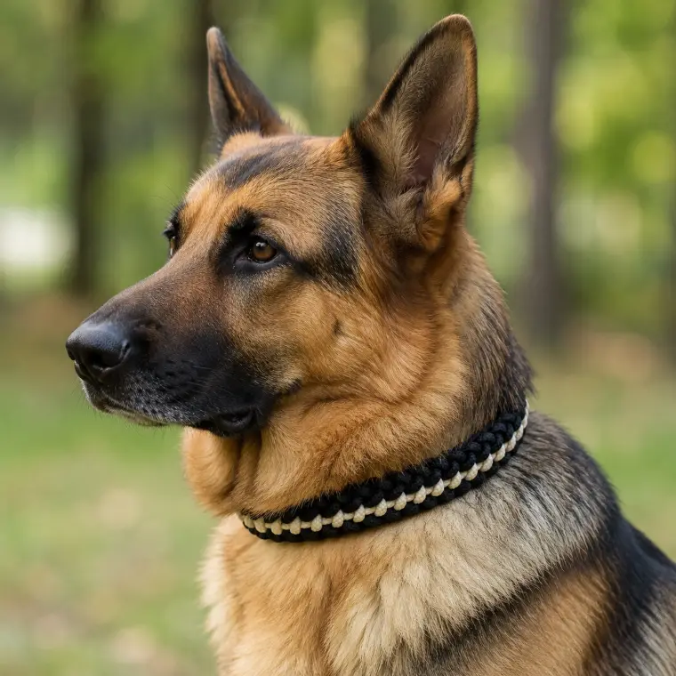 Chien portant un collier en corde marine Crème Vanille