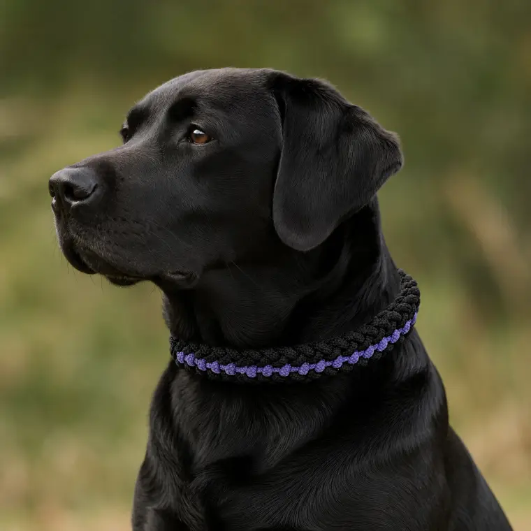 Chien portant un collier en corde marine Lavande Sauvage