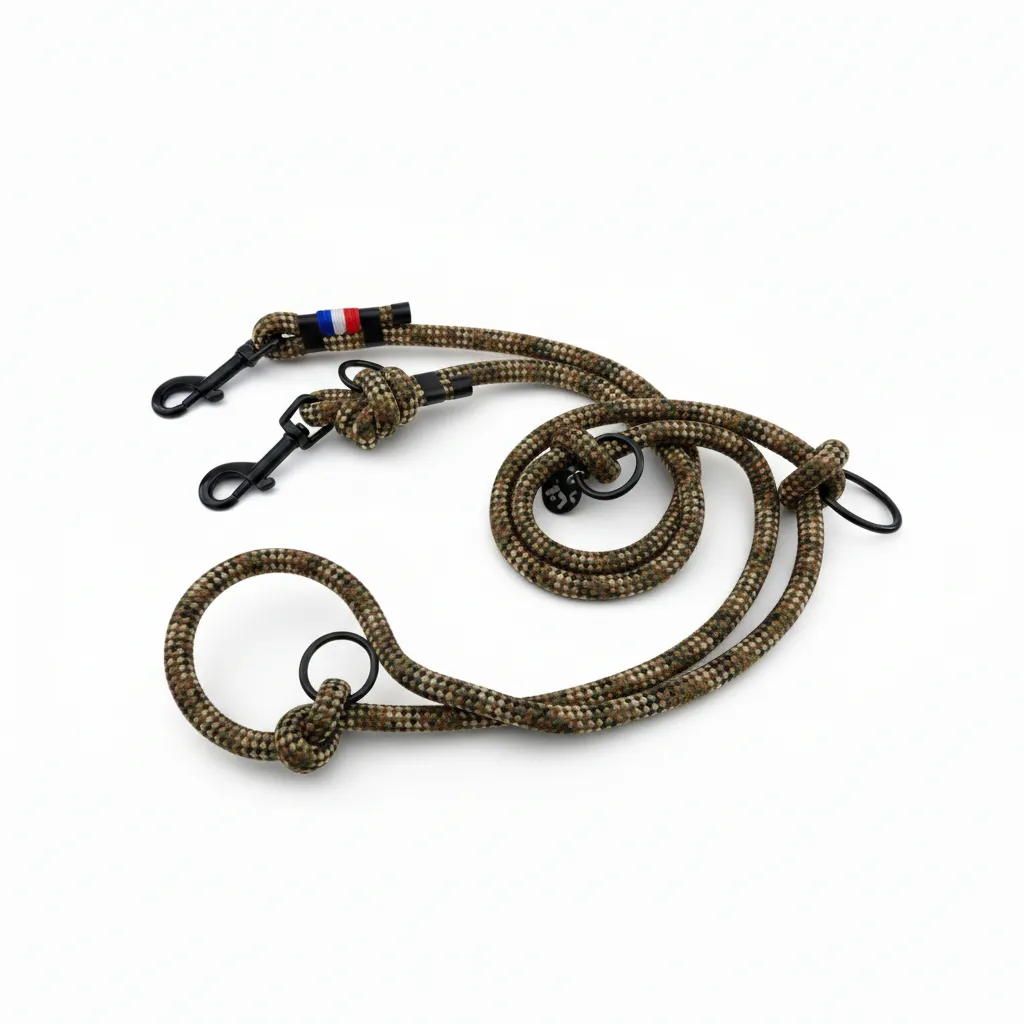 Laisse Multiposition - Camouflage (2 mètres, Noir, Noir, Noir)