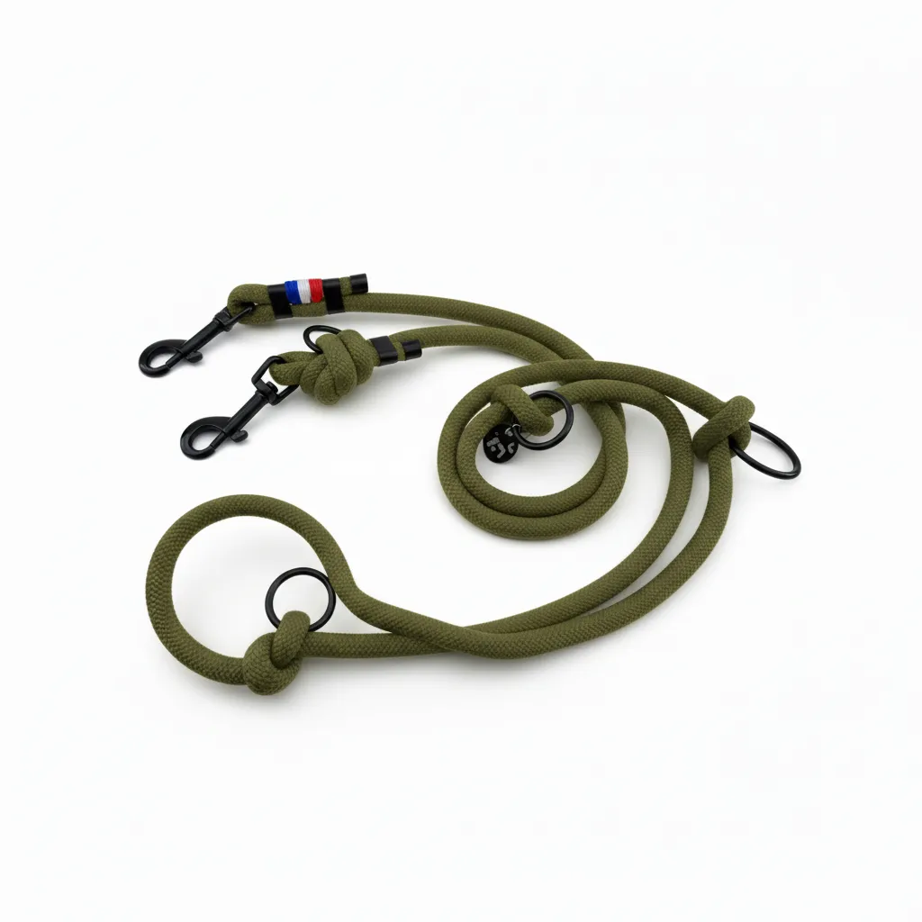 Laisse Multiposition - Kaki Sauvage (2 mètres, Noir, Noir, Noir)