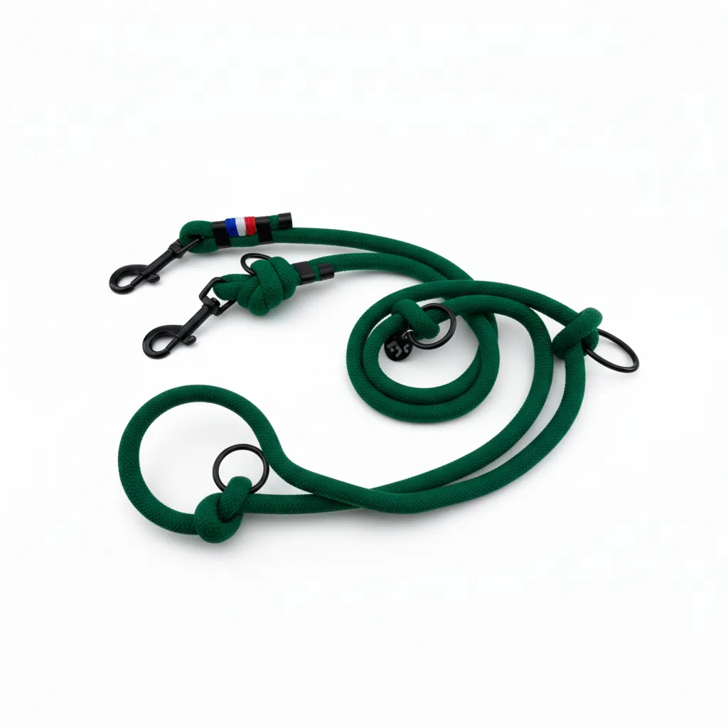 Laisse Multiposition - Vert Royal (2 mètres, Noir, Noir, Noir)