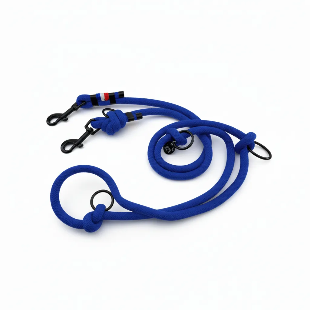 Laisse Multiposition - Bleu Électrique (2 mètres, Noir, Noir, Noir)