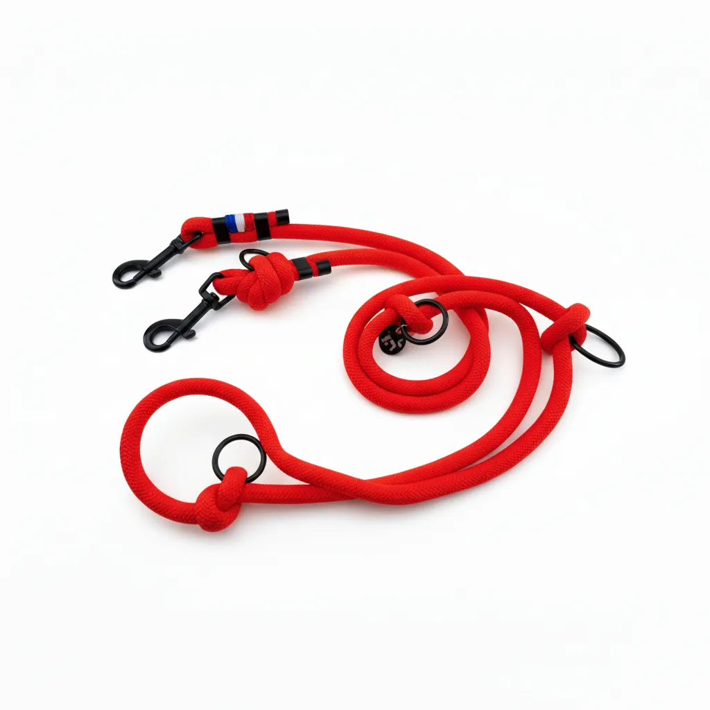 Laisse Multiposition - Rouge Intense (2 mètres, Noir, Noir, Noir)