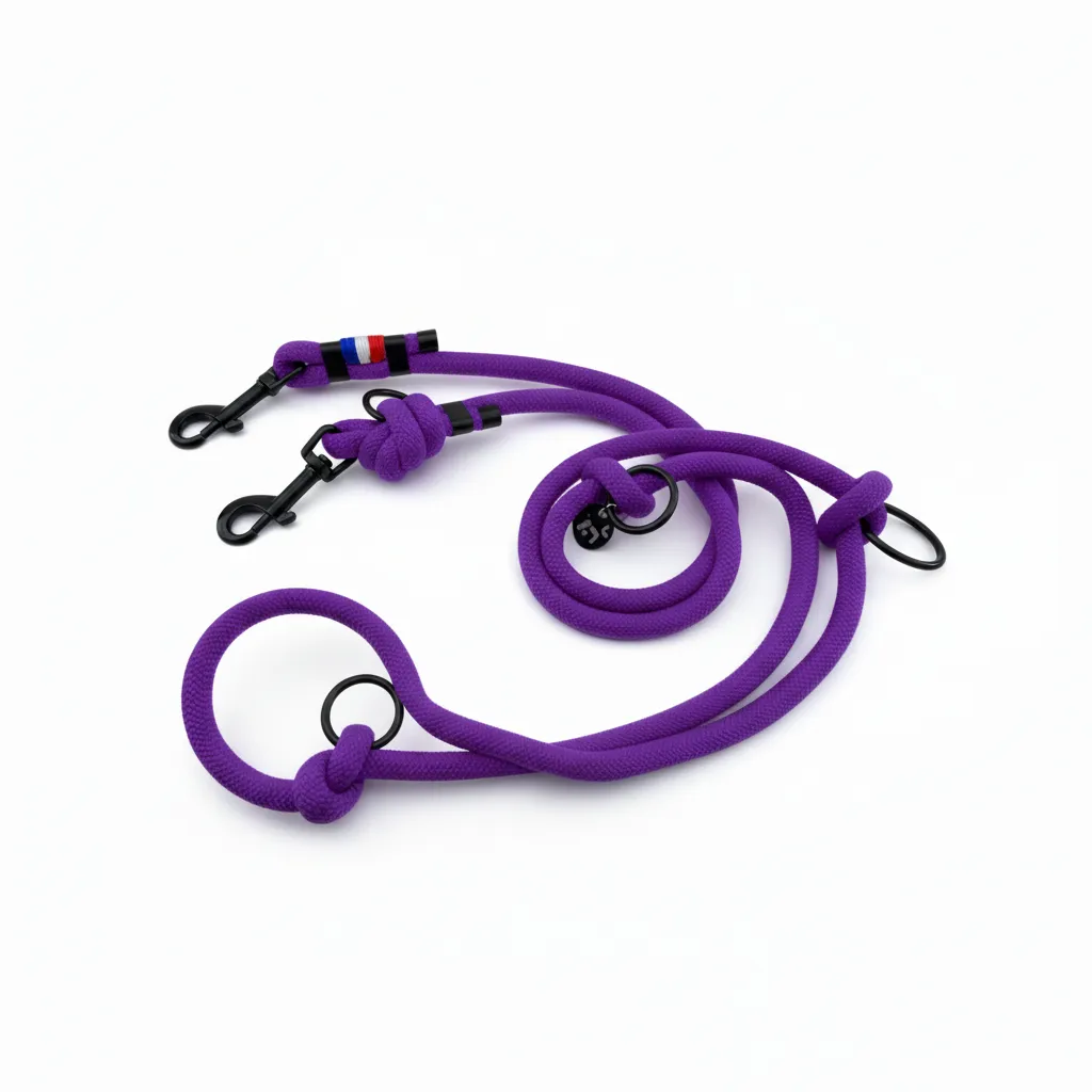 Laisse Multiposition - Violet Mystique (2 mètres, Noir, Noir, Noir)