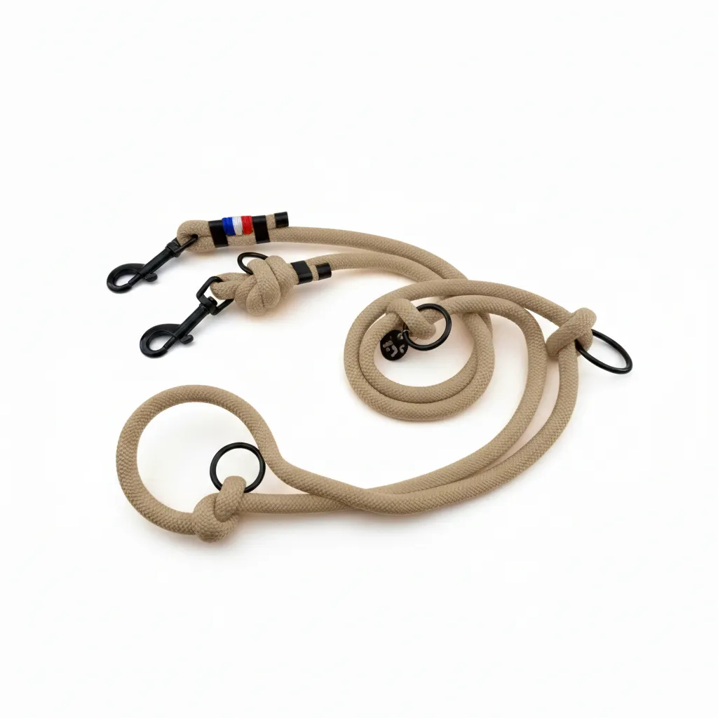 Laisse Multiposition - Tan Vintage (2 mètres, Noir, Noir, Noir)