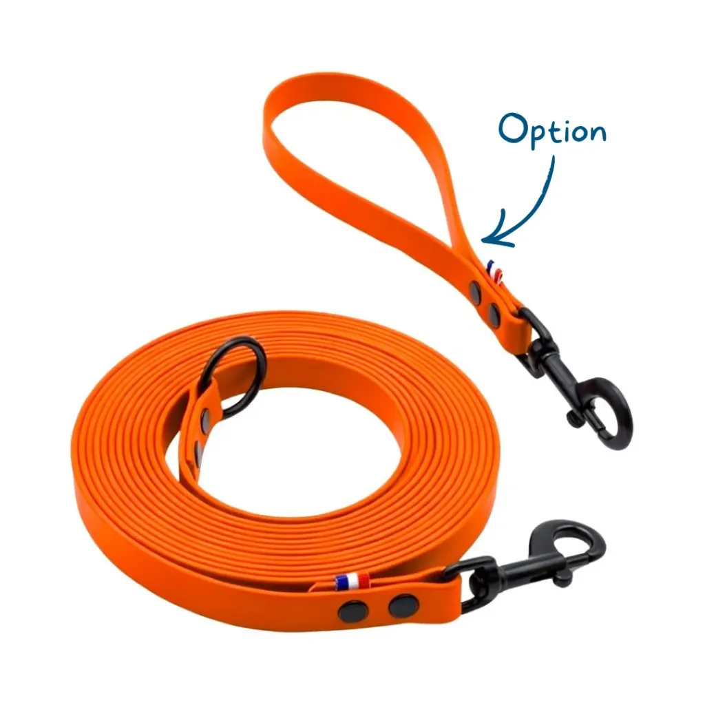 Longe Biothane® - Orange Ultra (5 mètres, Sans poignée, Aucune)