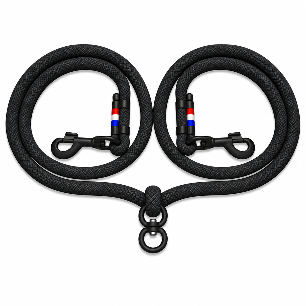 Laisse Double - Noir Intense