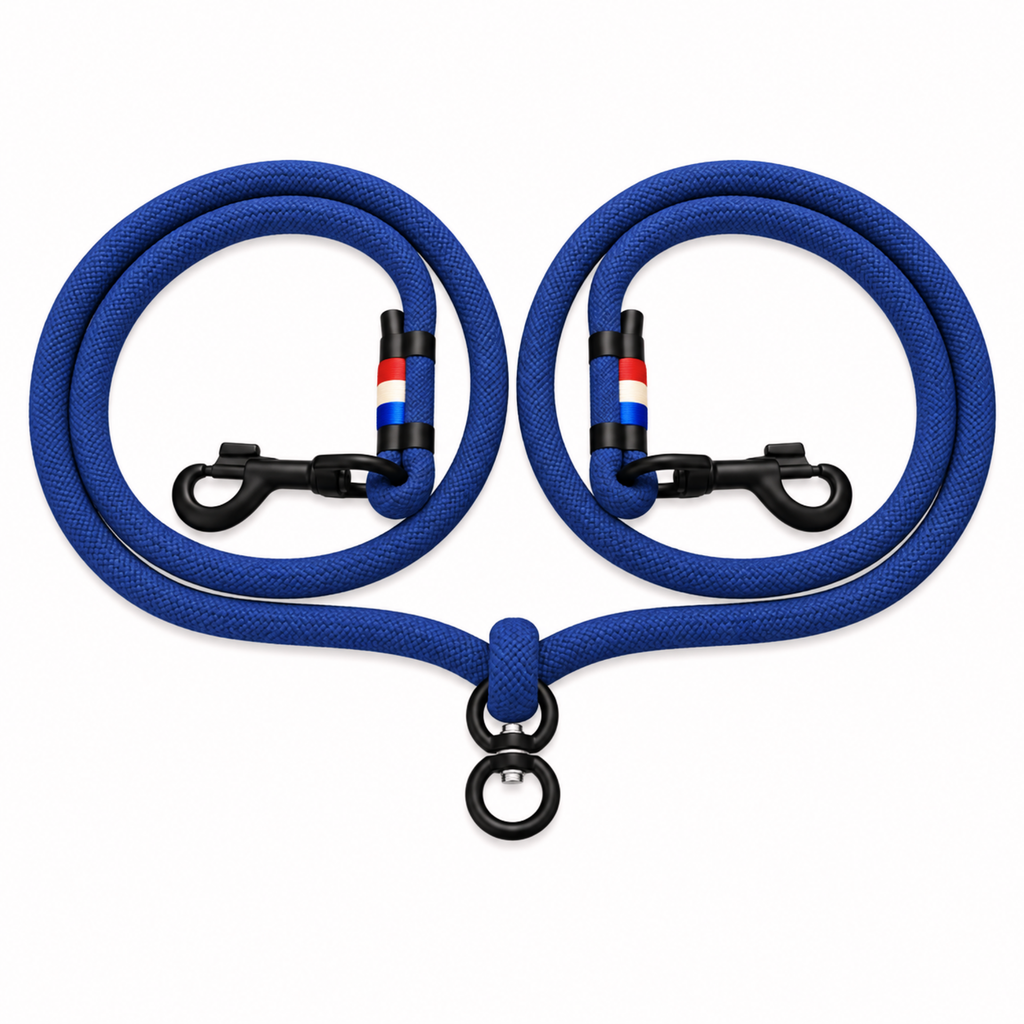Laisse Double - Bleu Electrique