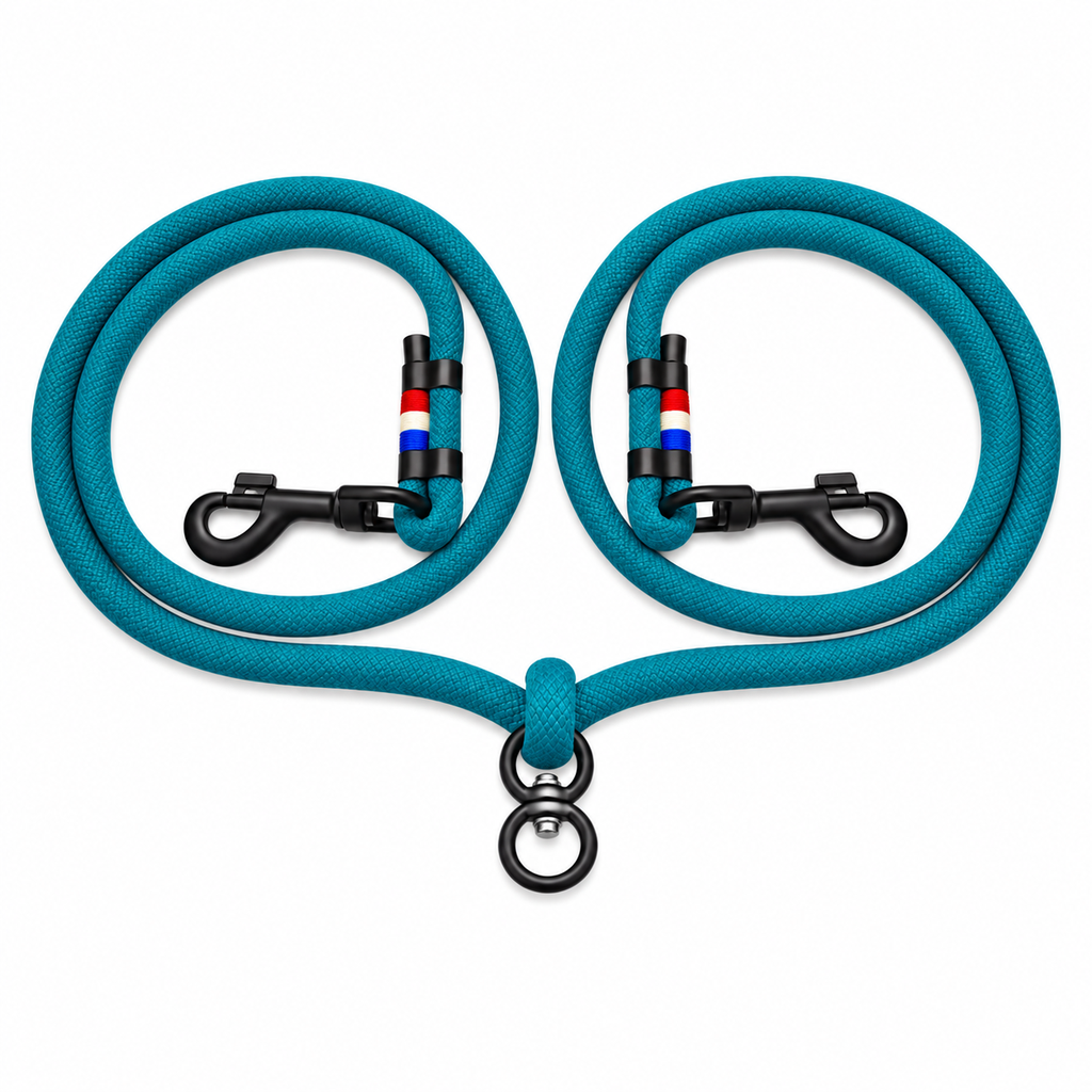 Laisse Double - Bleu Lagon