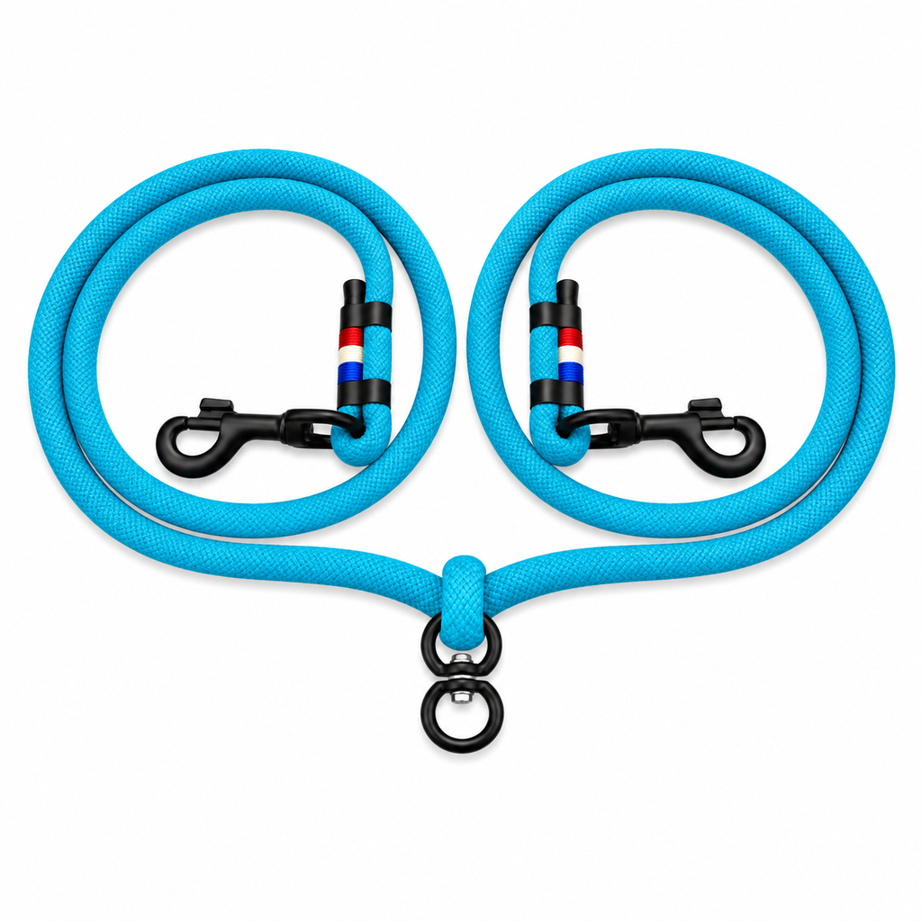 Laisse Double - Bleu Océan