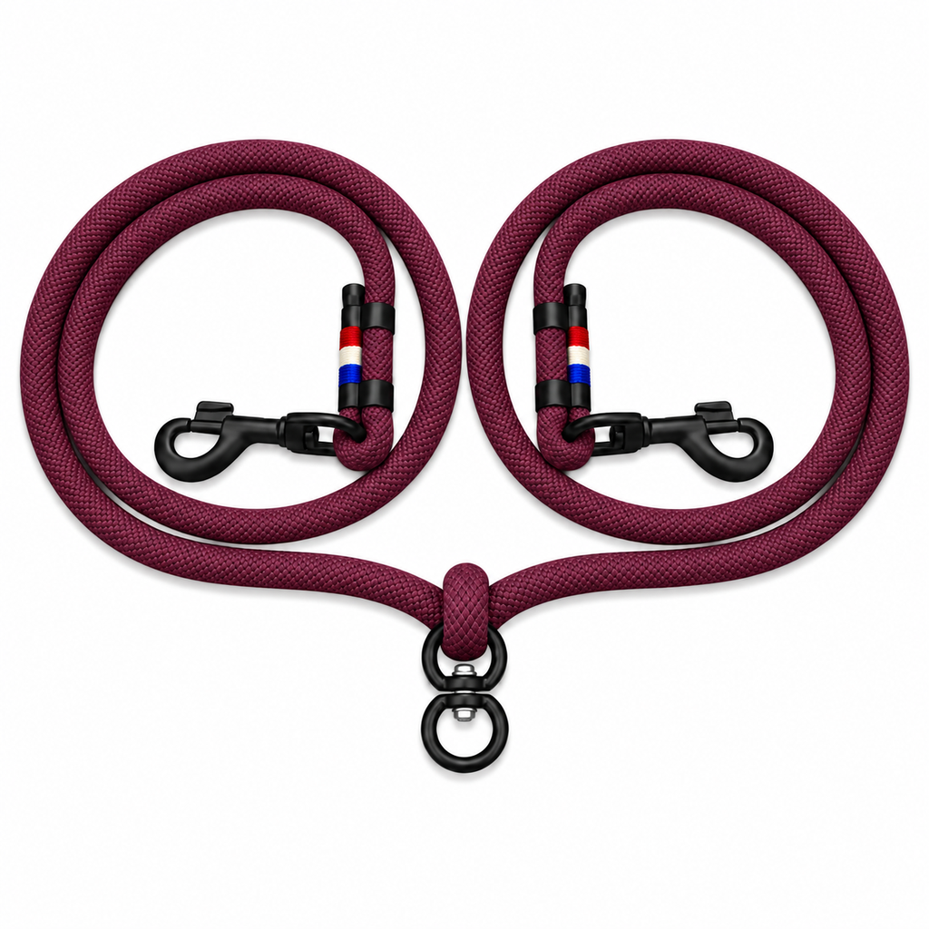 Laisse Double - Prune Royal