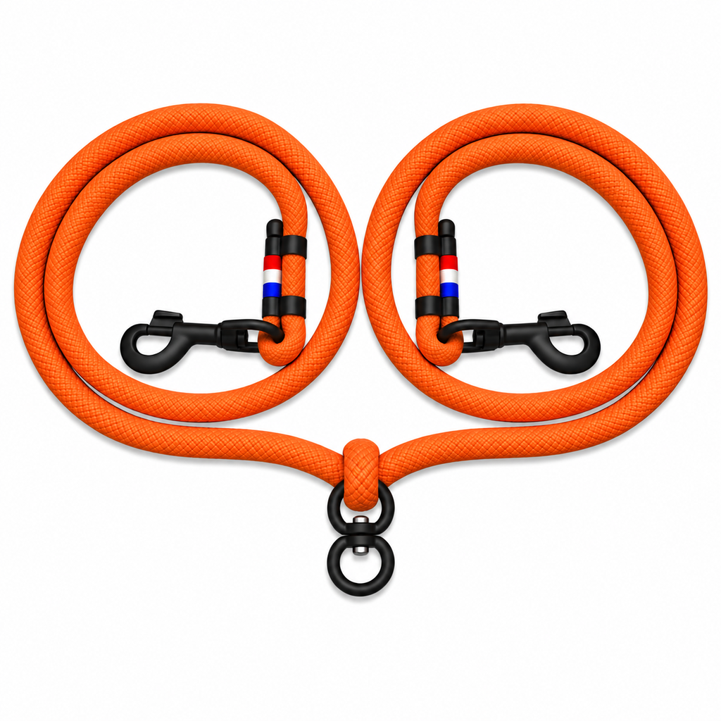 Laisse Double - Orange Ultra