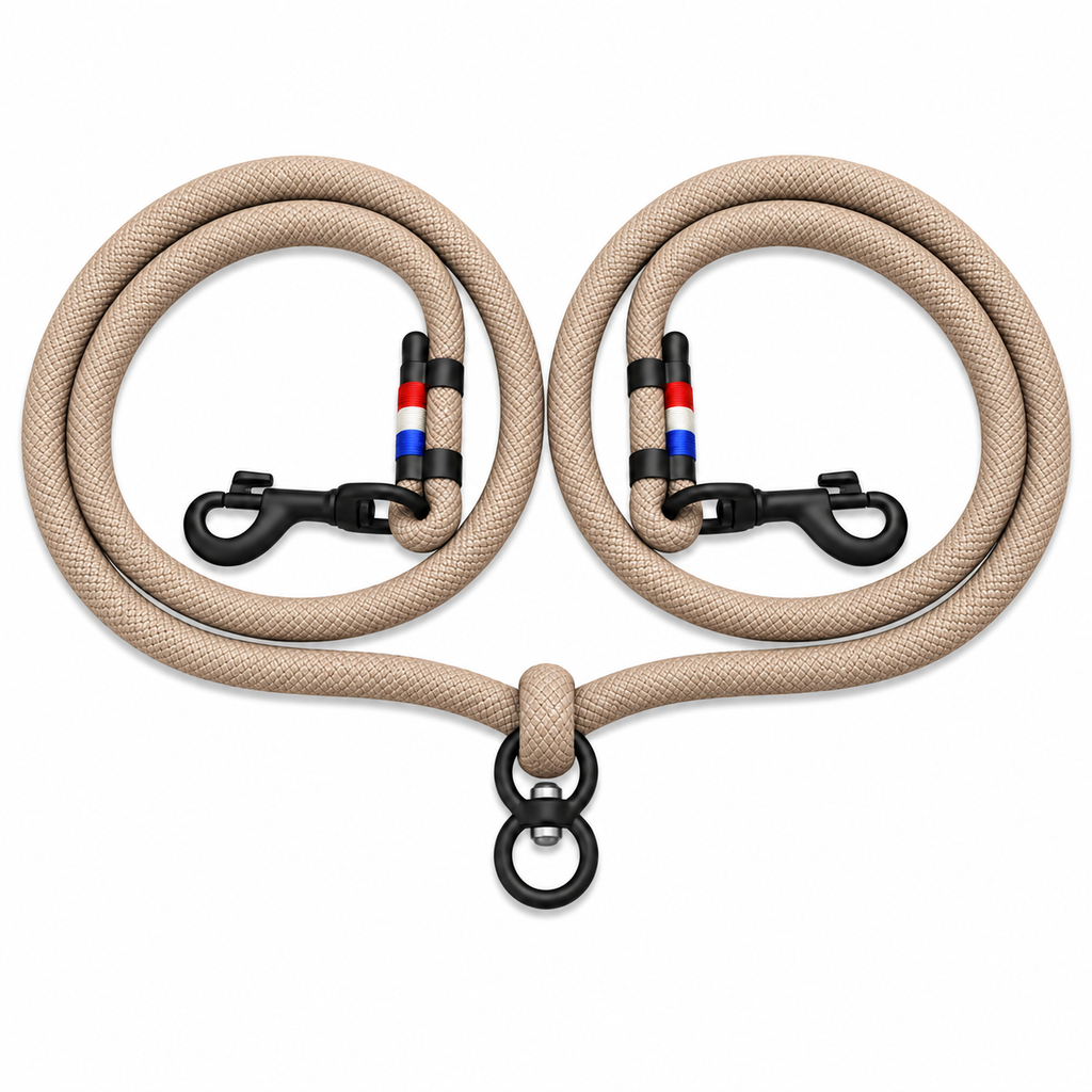 Laisse Double - Tan Vintage