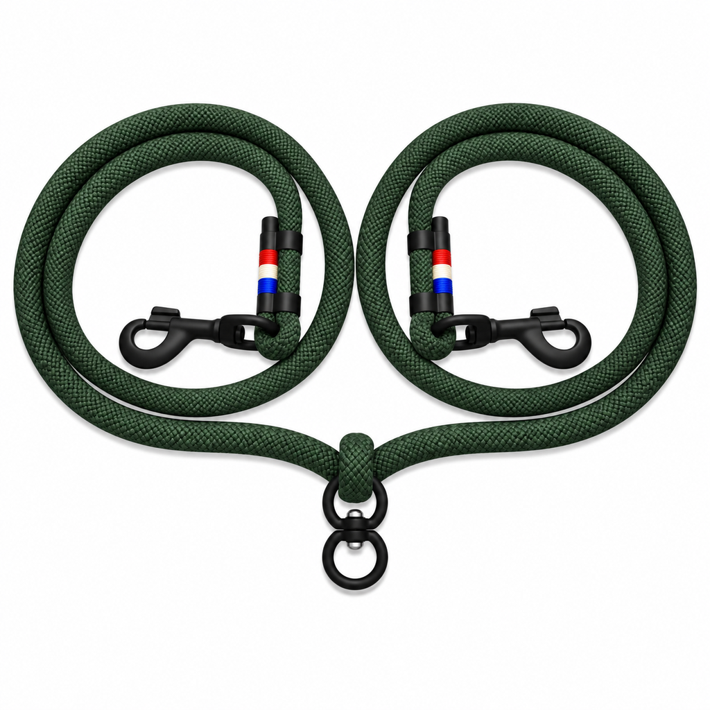 Laisse Double - Vert Forêt