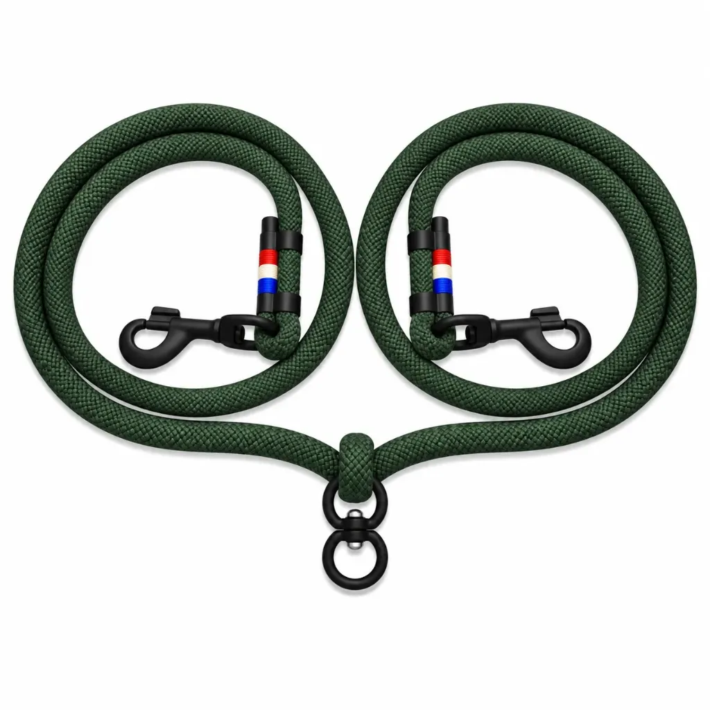 Laisse double pour chiens en corde marine