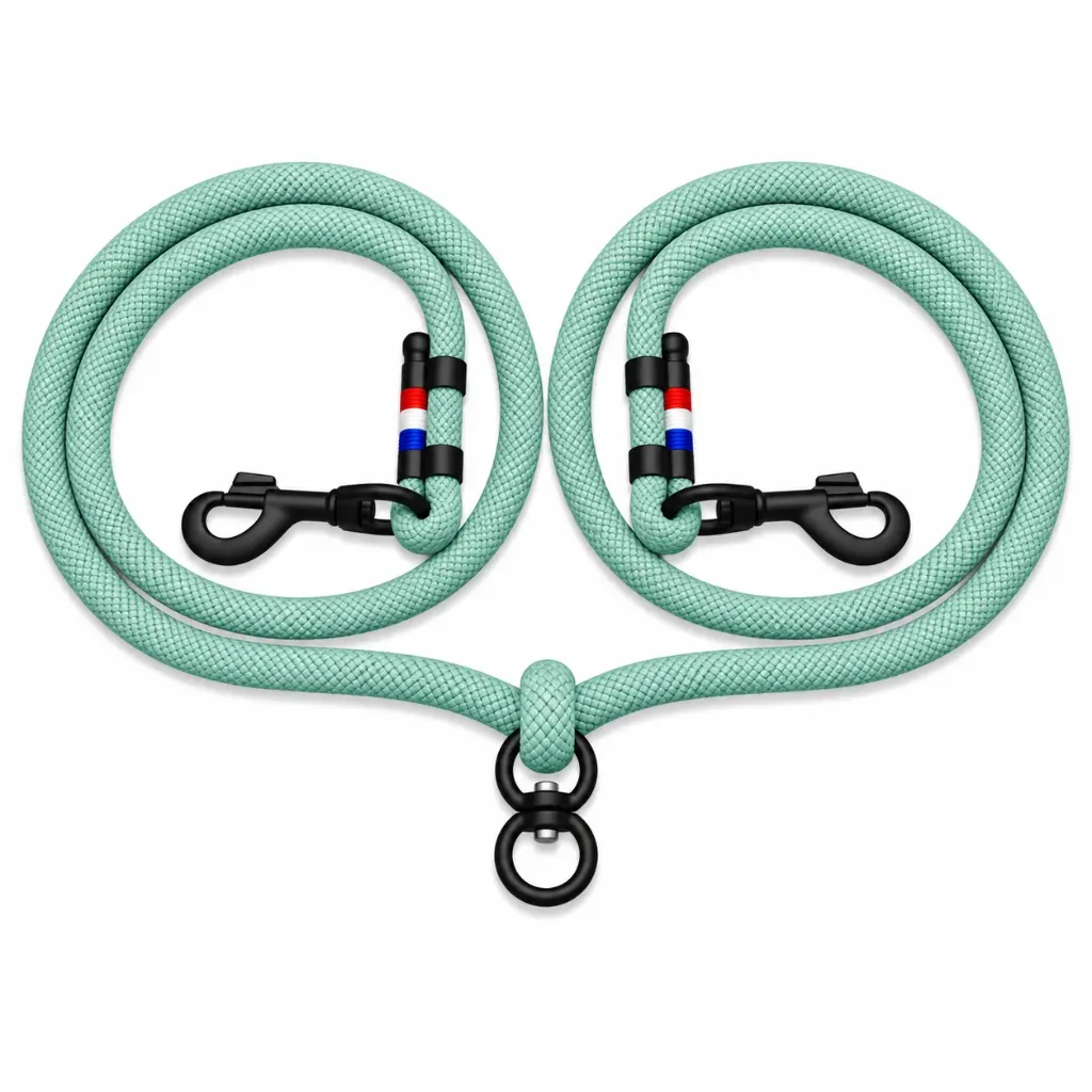 Laisse double pour chiens en corde marine