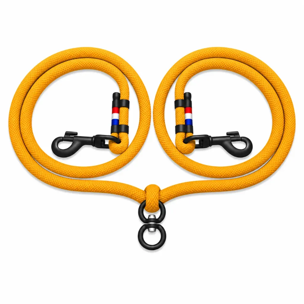 Laisse double pour chiens en corde marine