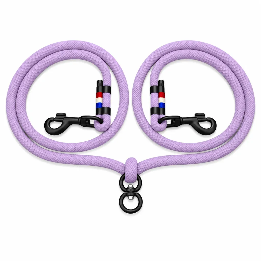 Laisse double pour chiens en corde marine