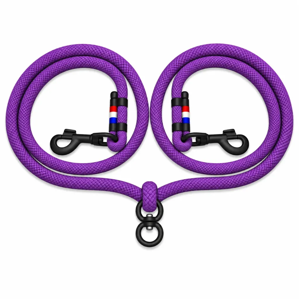 Laisse double pour chiens en corde marine