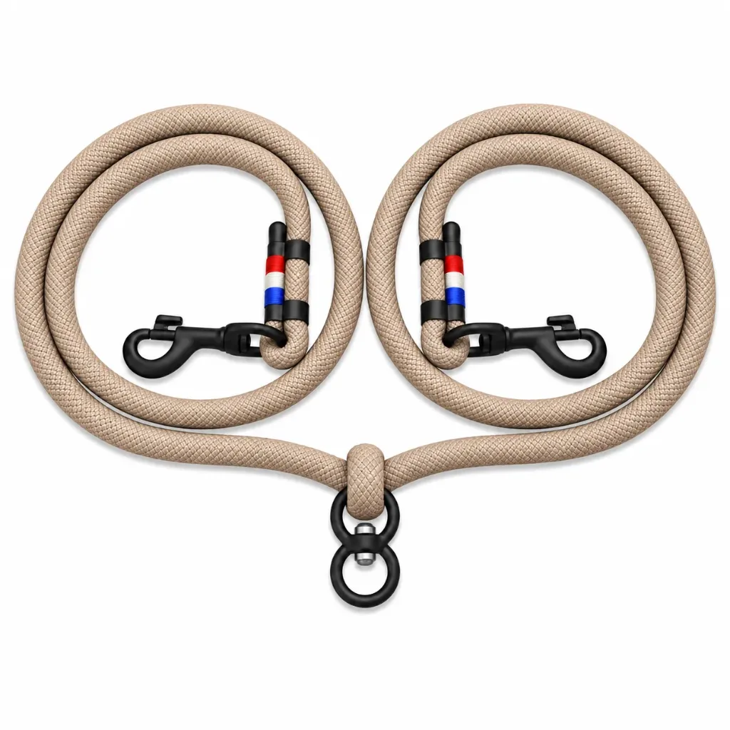 Laisse double pour chiens en corde marine