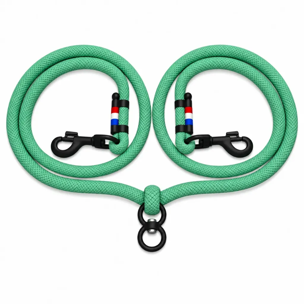 Laisse double pour chiens en corde marine
