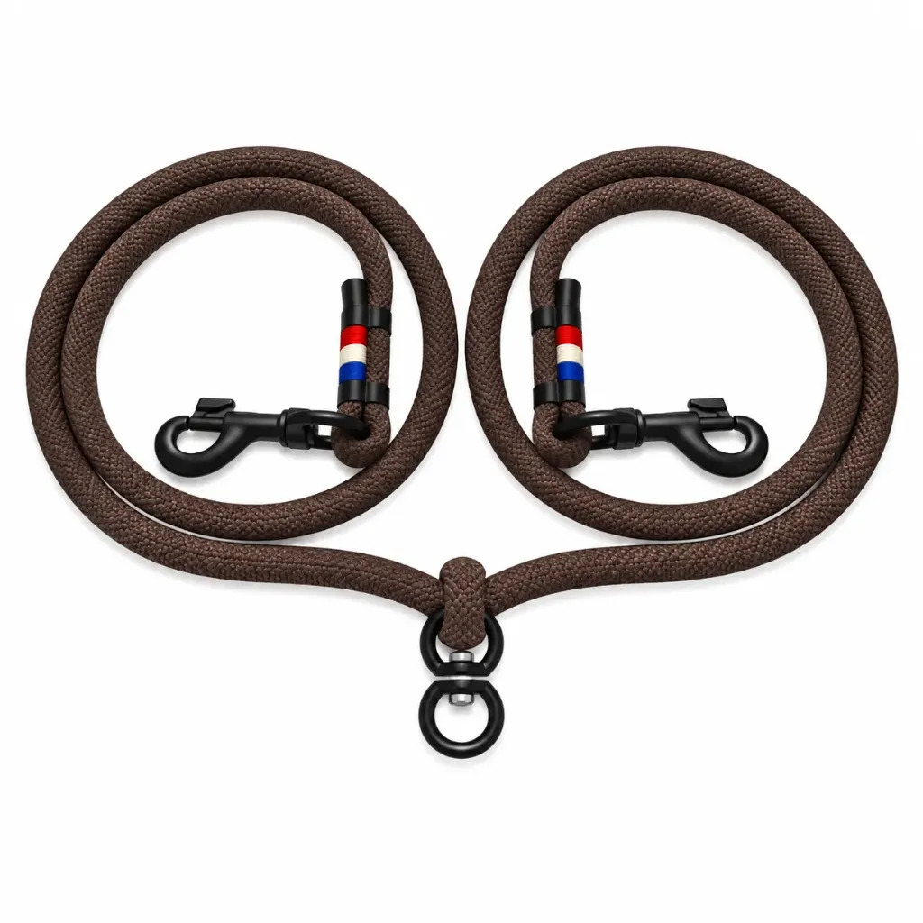 Laisse double pour chiens en corde marine