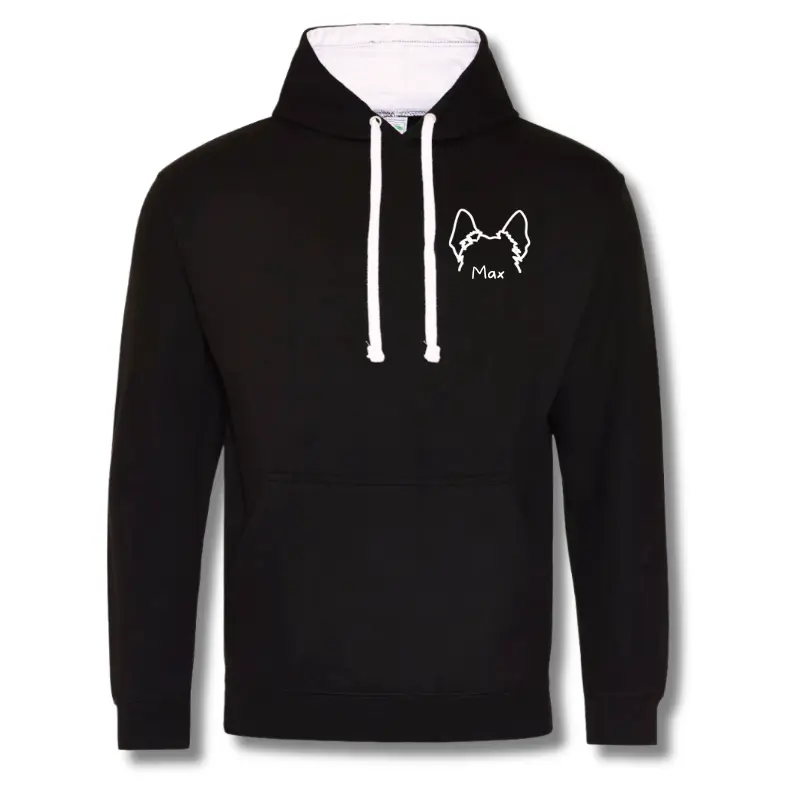 Sweat noir - Oreilles de chien (S, Blanc)
